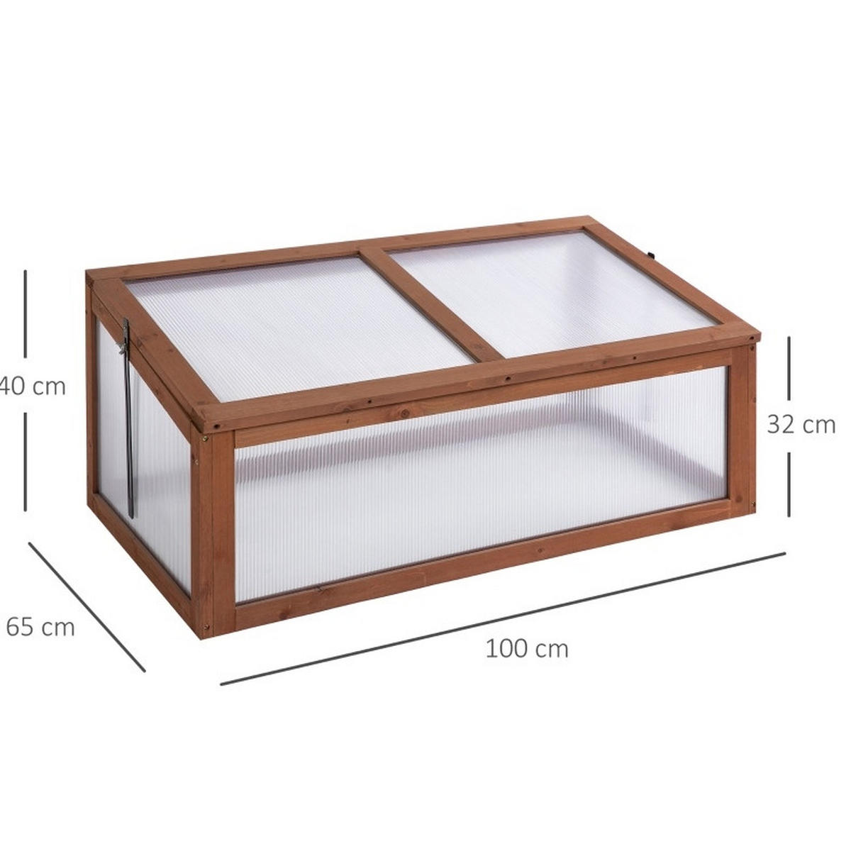 GEWÄCHSHAUS 100/40/65 cm Braun aus Holz mit aufklappbarer Abdeckung - Braun, Holz (65/40/100cm) - OKMYHOME