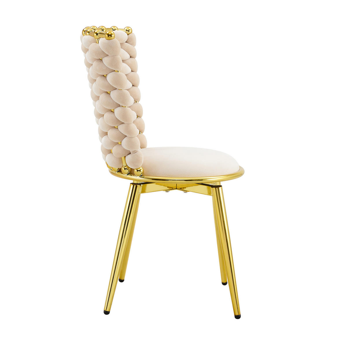 ESSZIMMERSTUHL 2er-Set Samt Beige mit goldfarbenen Metallbeinen - Beige, Metall (50.8/87.63/53.3cm) - Meubliv