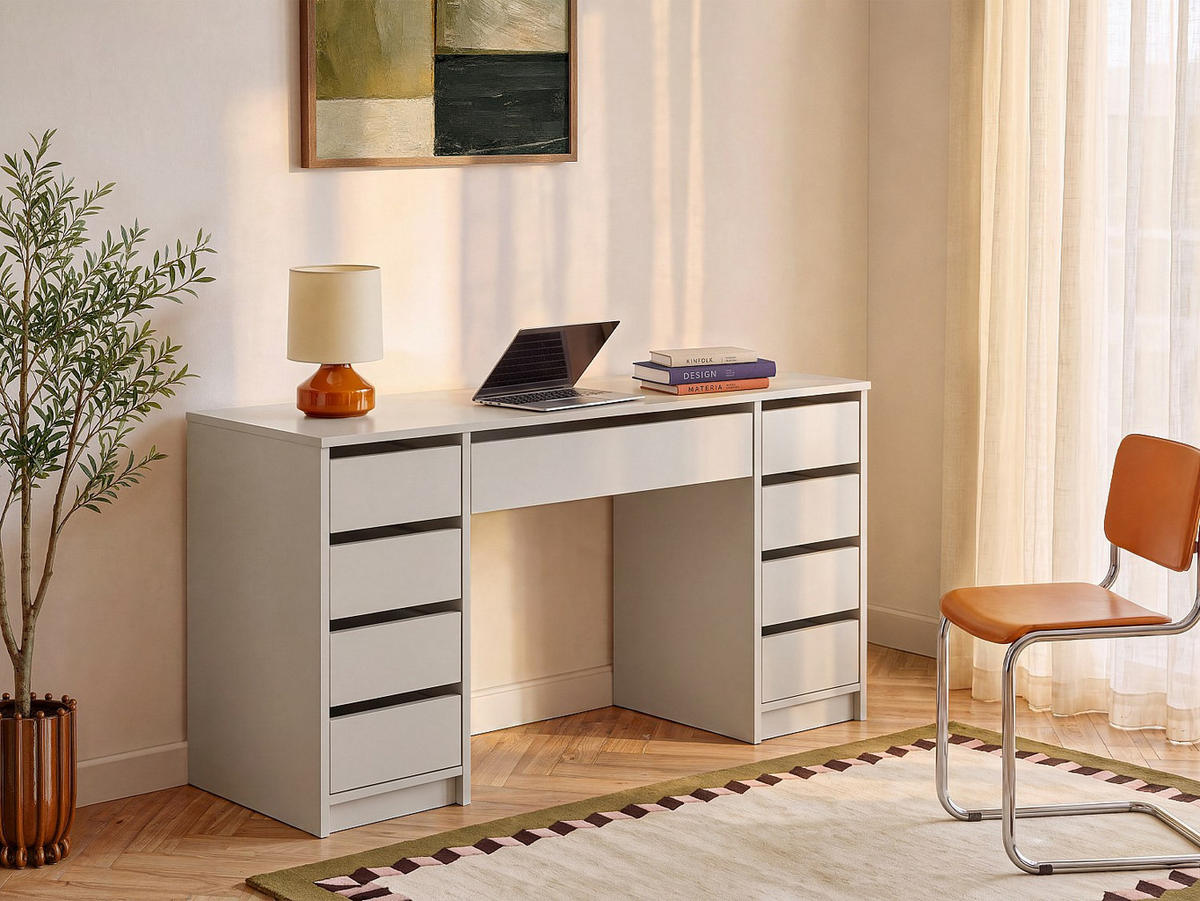 SCHREIBTISCH - 152.3 cm x 53.6 cm - holz - beige Jenemi - Beige, Holz (53.6/152.3/76cm) - Vente-Unique
