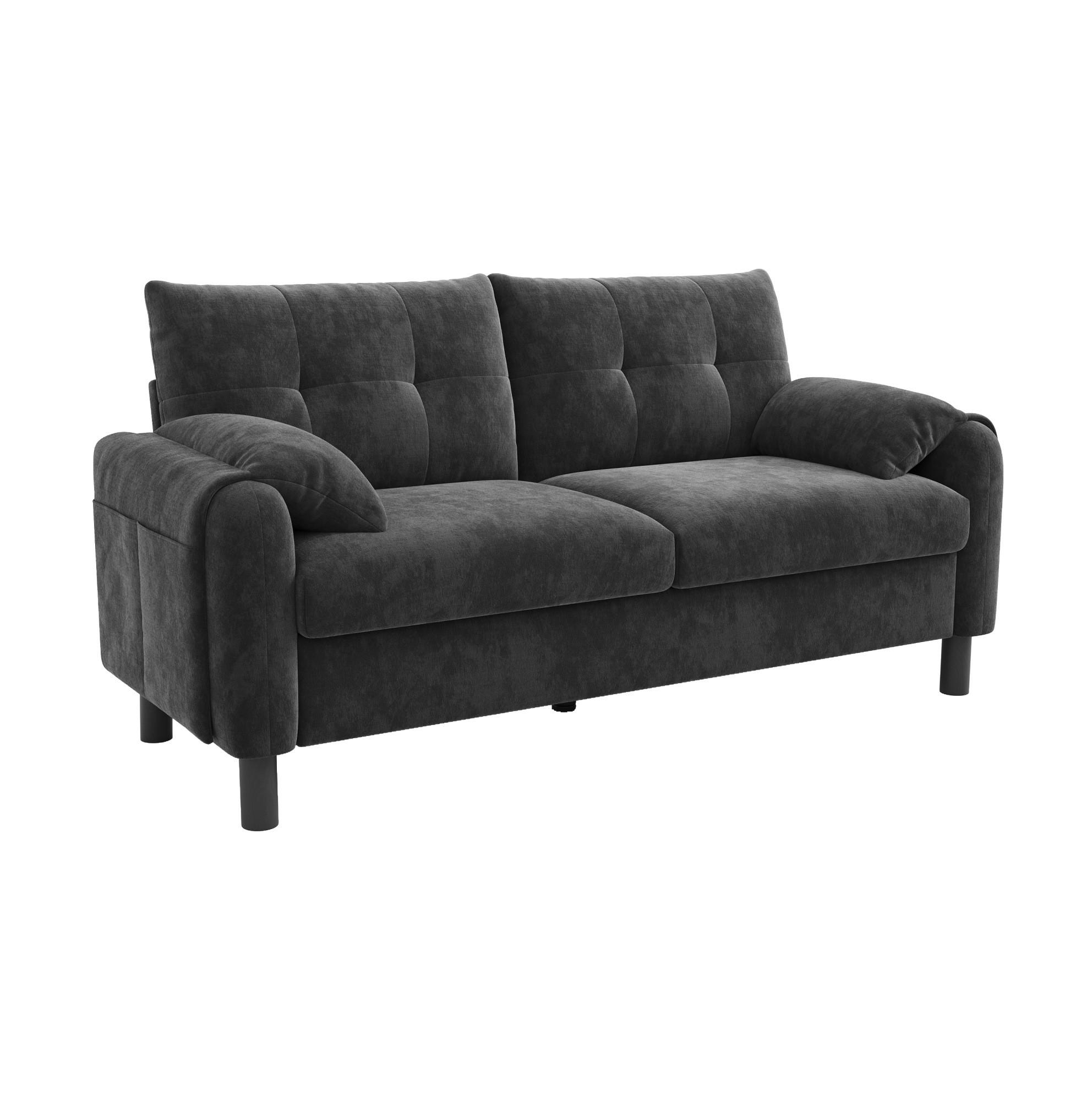 SOFA 2-Sitzer 158 x 80 x 88,5 cm Chenille Gray - Grau, Holzwerkstoff (158/88.5/80cm) - Meubliv