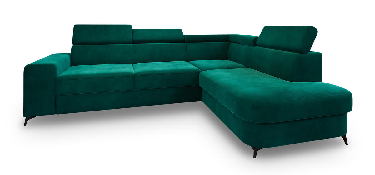 ROHOVÁ SEDAČKA ALVORO zelená barva - černá/zelená barva, kov/dřevo (253/190cm) - MASSENO