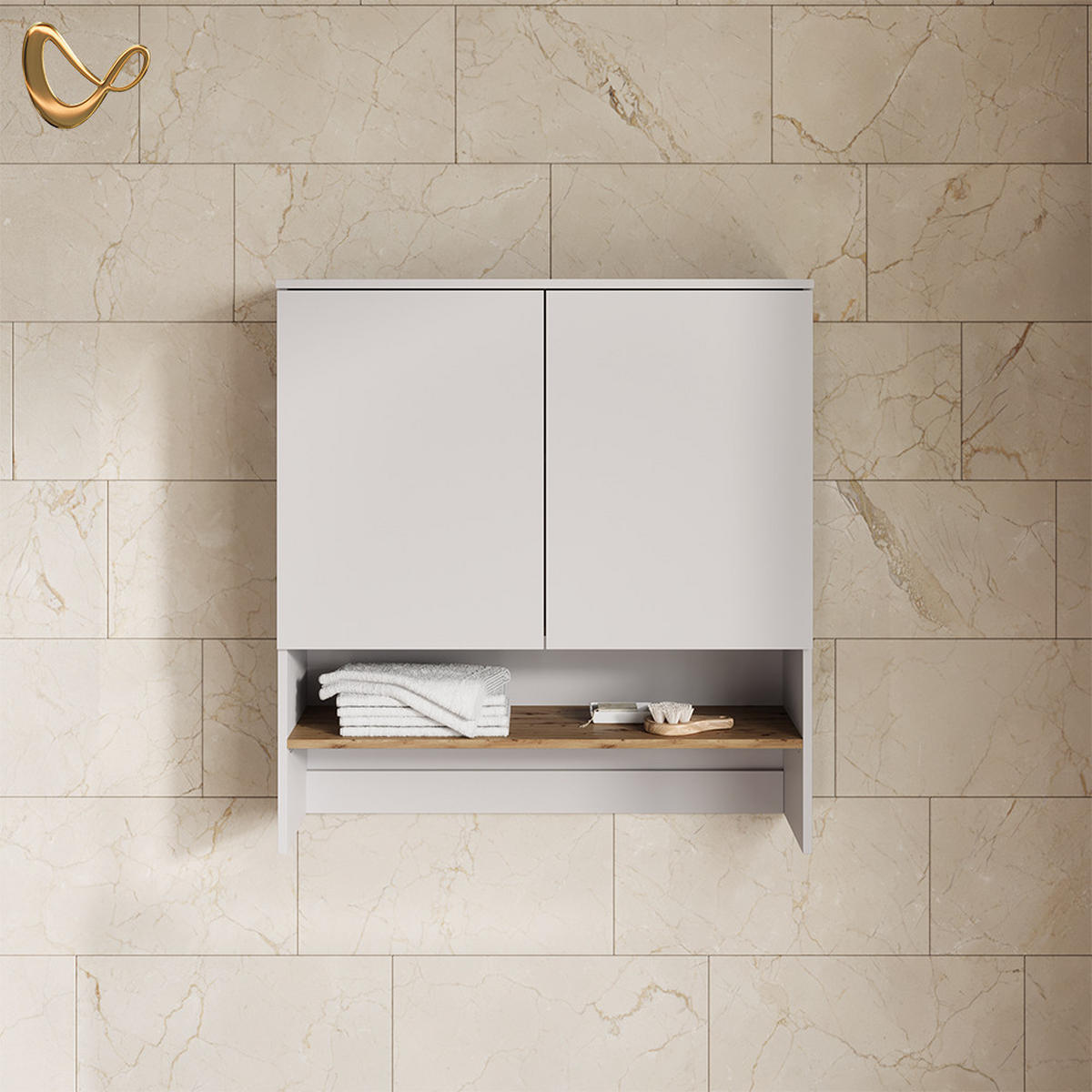 WASCHMASCHINENSCHRANK Paolina Weiß/Artisan 93.6 x 100.4 cm - Weiß/Eiche Artisan, Holzwerkstoff (93.6/100.4/29cm) - Livinity®