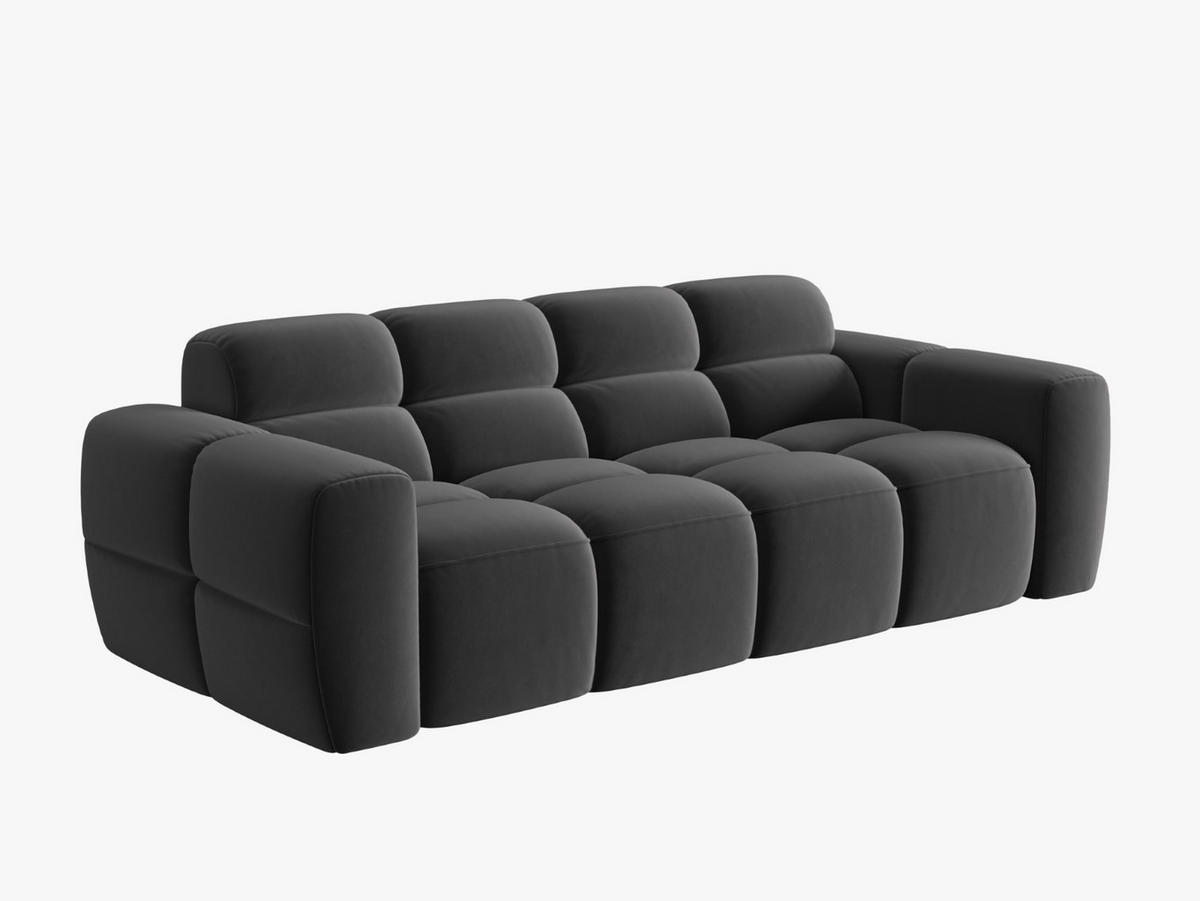 SOFA Lisa aus Samt dunkelgrau 3 Sitzplätze - Dunkelgrau, Textil (101/77/216cm) - Micadoni
