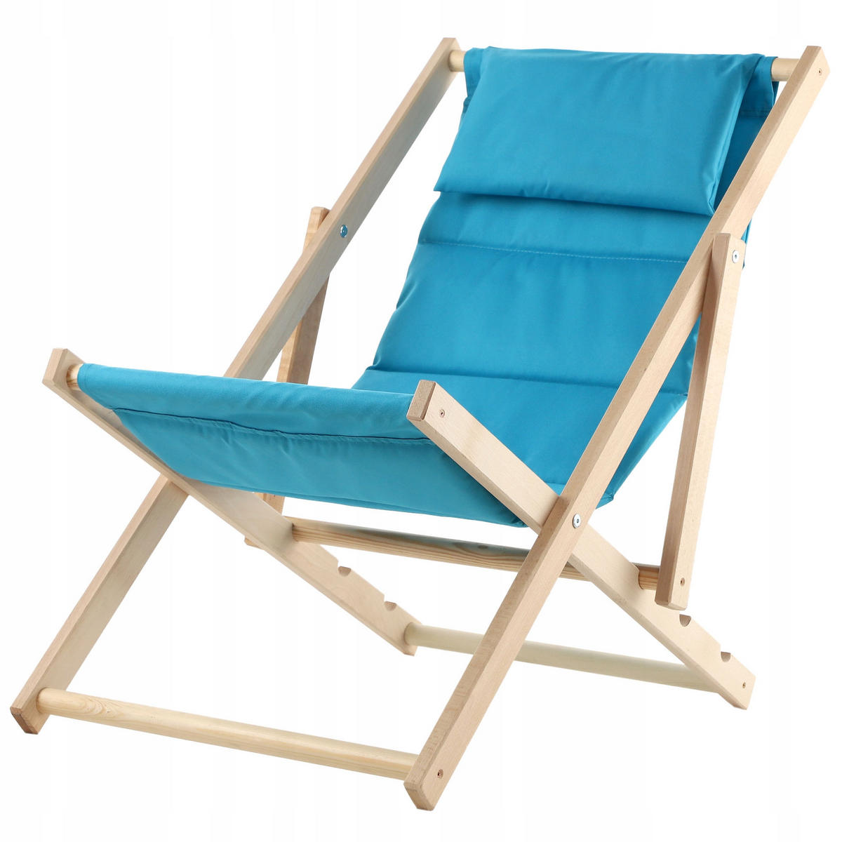 STRANDLIEGE mit Kopfstütze Blau - Blau, Holz (54/82cm) - KADAX