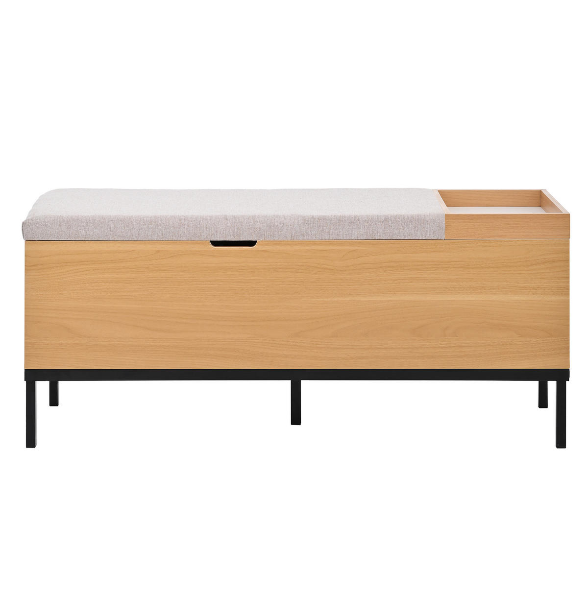 SCHUHBANK 115/40/49,5 cm mit Stauraum und Klappfunktion aus MDF mit hellgrauem Stoffbezug, Natural - Naturfarben, Holzwerkstoff (115/40/49.5cm) - Redom
