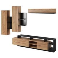 WOHNWAND Alva Craft Gold Oak / anthrazit 4-teilig - Eichefarben/Braun, Holz/Holzwerkstoff (190/120/43cm) - Feldmann-Wohnen