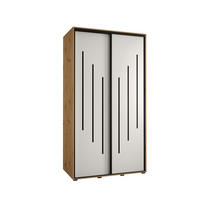 SCHWEBETÜRENSCHRANK 235,2/140/60 2-türig - Schwarz/Weiß, Holz/Metall (140/235/60cm) - Abiks Möbel