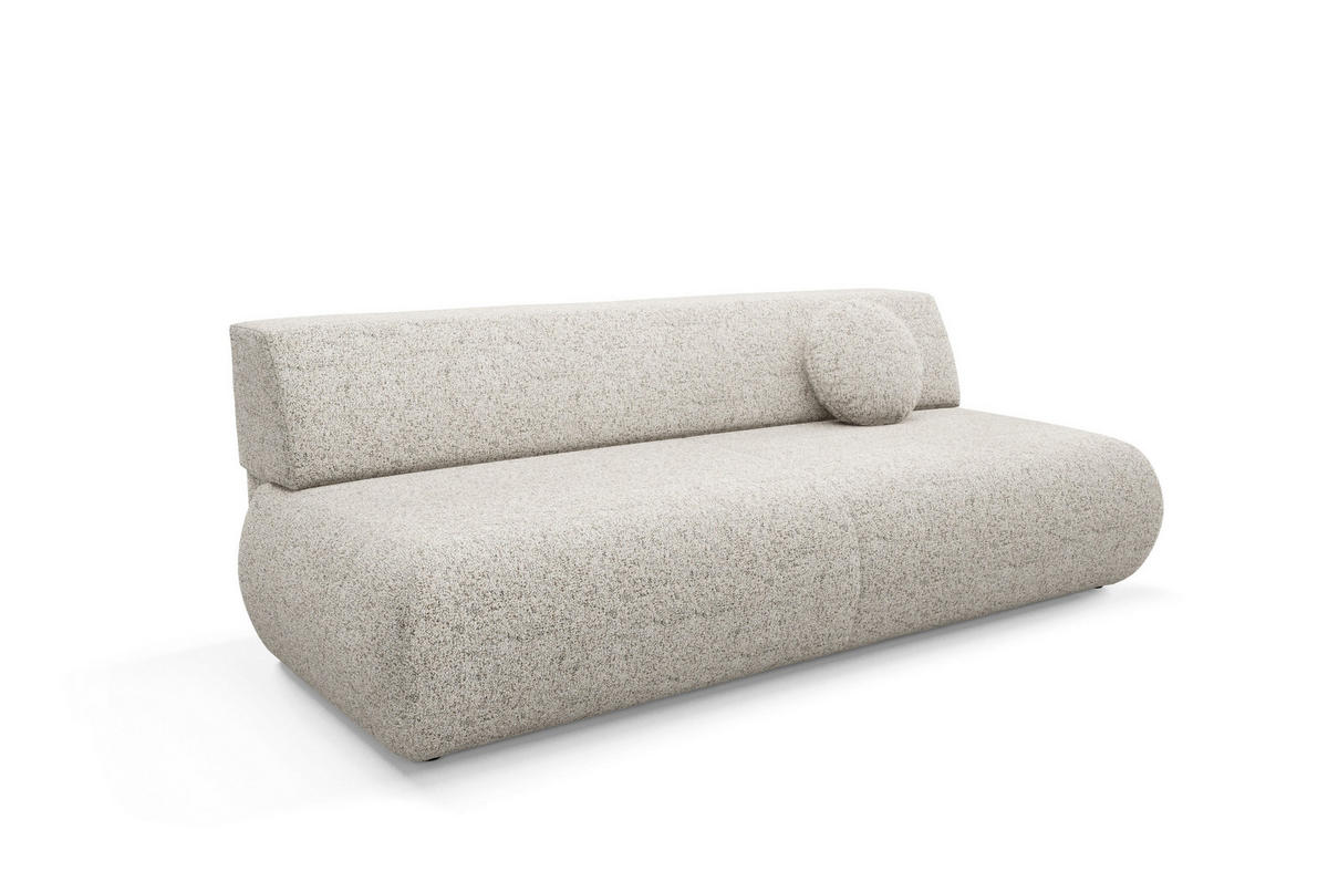 BETTSOFA DELTA Beige Geflochtener Stoff mit Schlaffunktion - Beige, Holz (214/74/100cm) - MASSENO