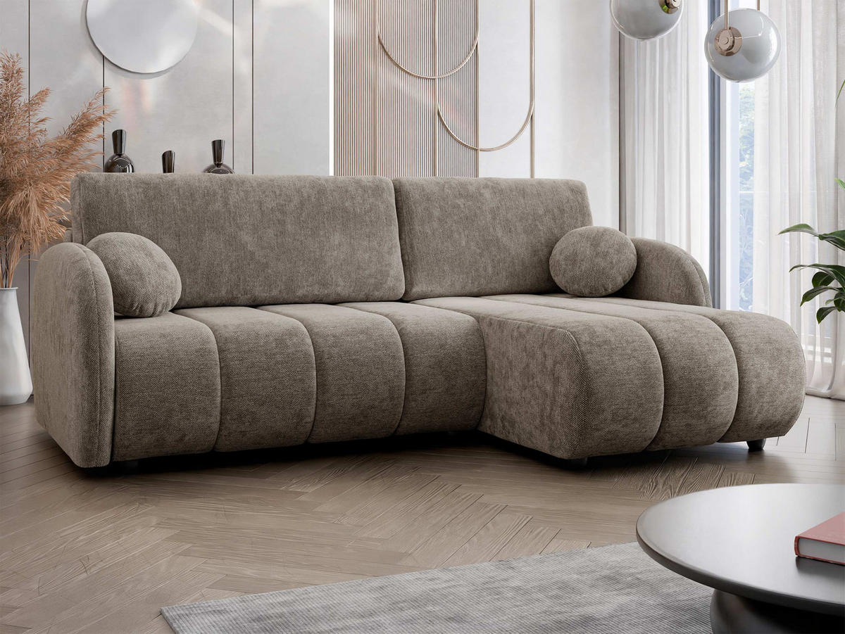 ECKSOFA Zara 2rLC - Hellbraun/Schwarz, Holz/Kunststoff (233/160cm) - MIRJAN24