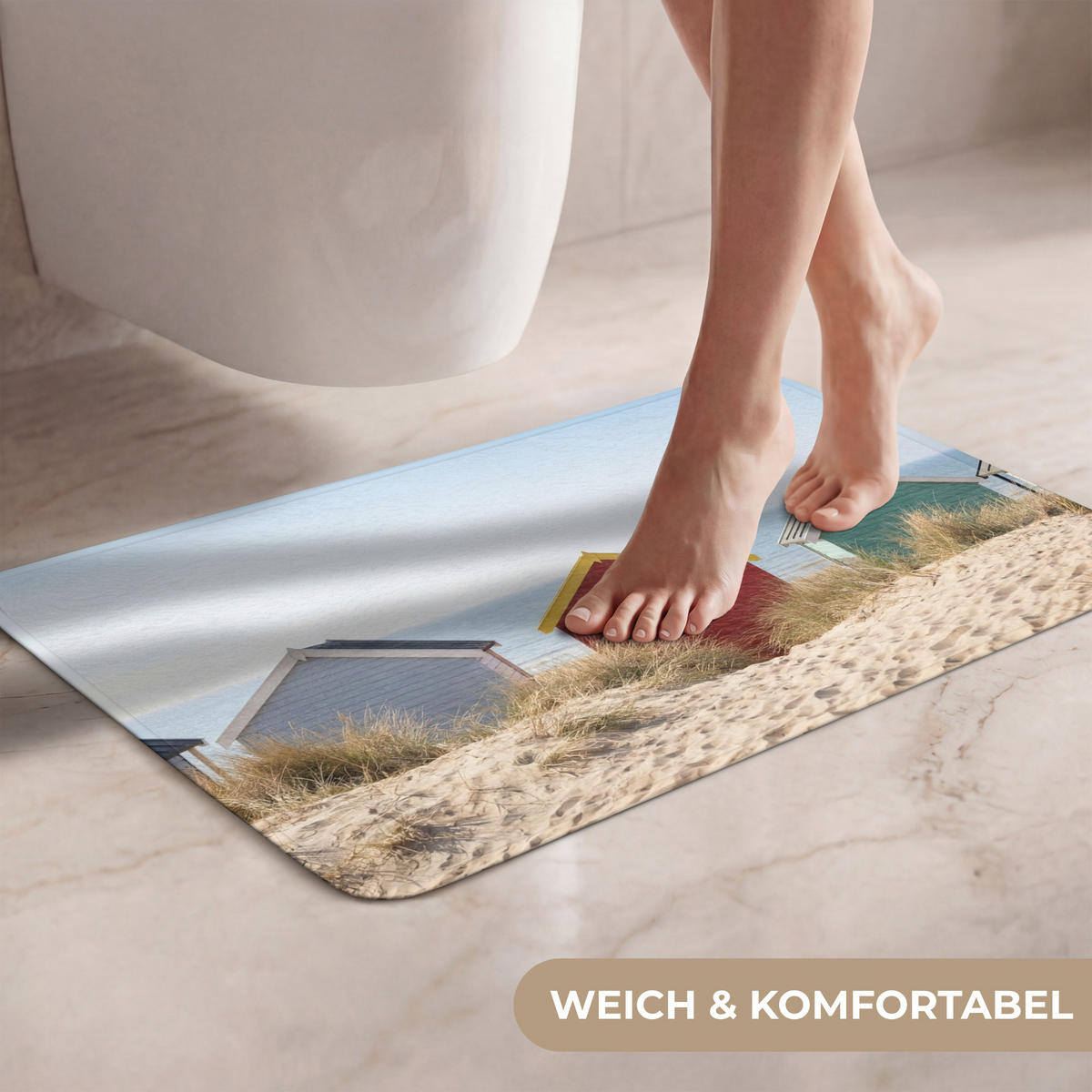 WC PŘEDLOŽKA Pláž - Chaty - Barevné - Duny 60x40 cm - různobarevná, textil/plast (60/1cm) - OnlyWow