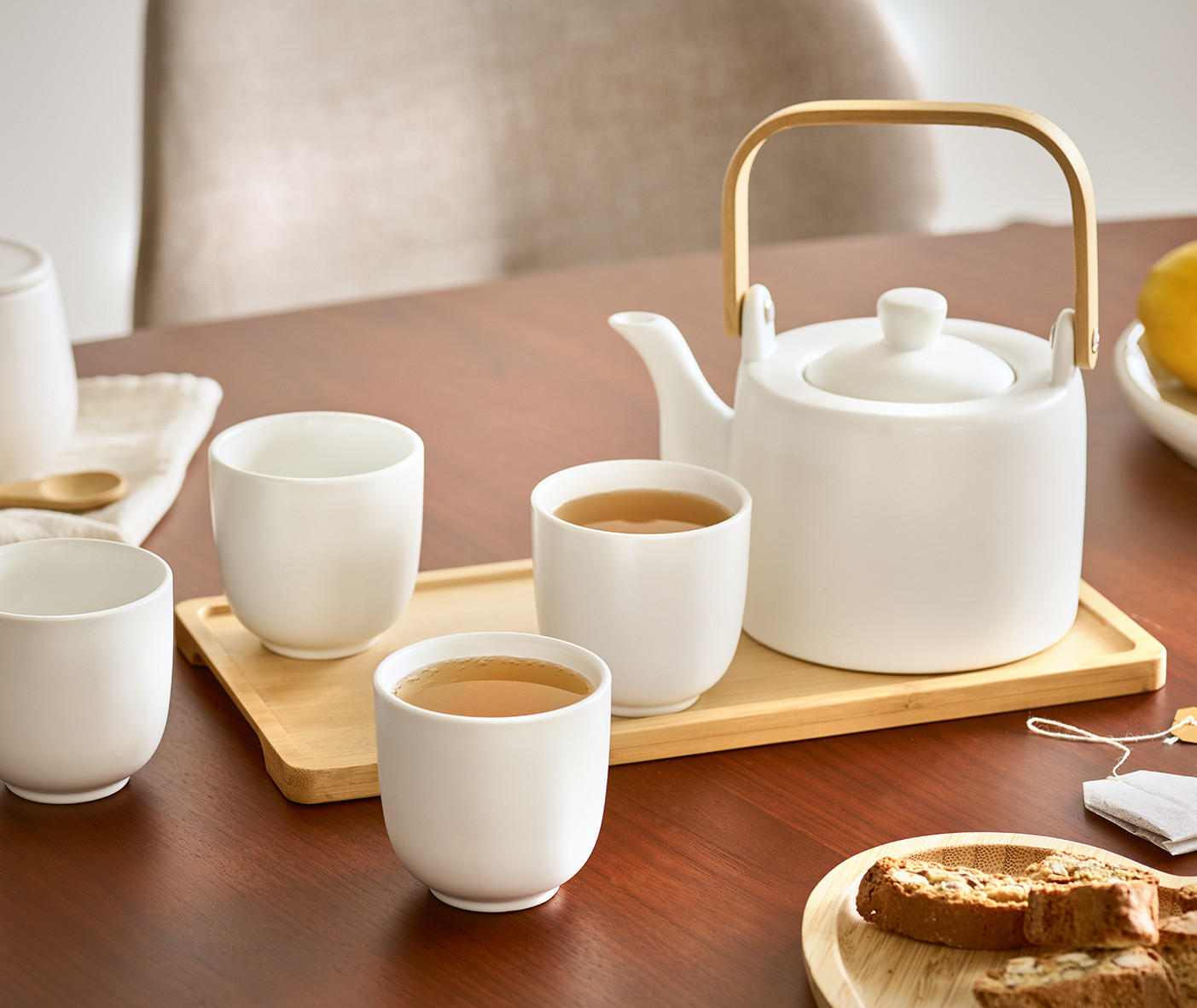 TEESERVICE Steingut Tavero 6-teilig - Weiß, Keramik (12/11/12cm) - ZELLER