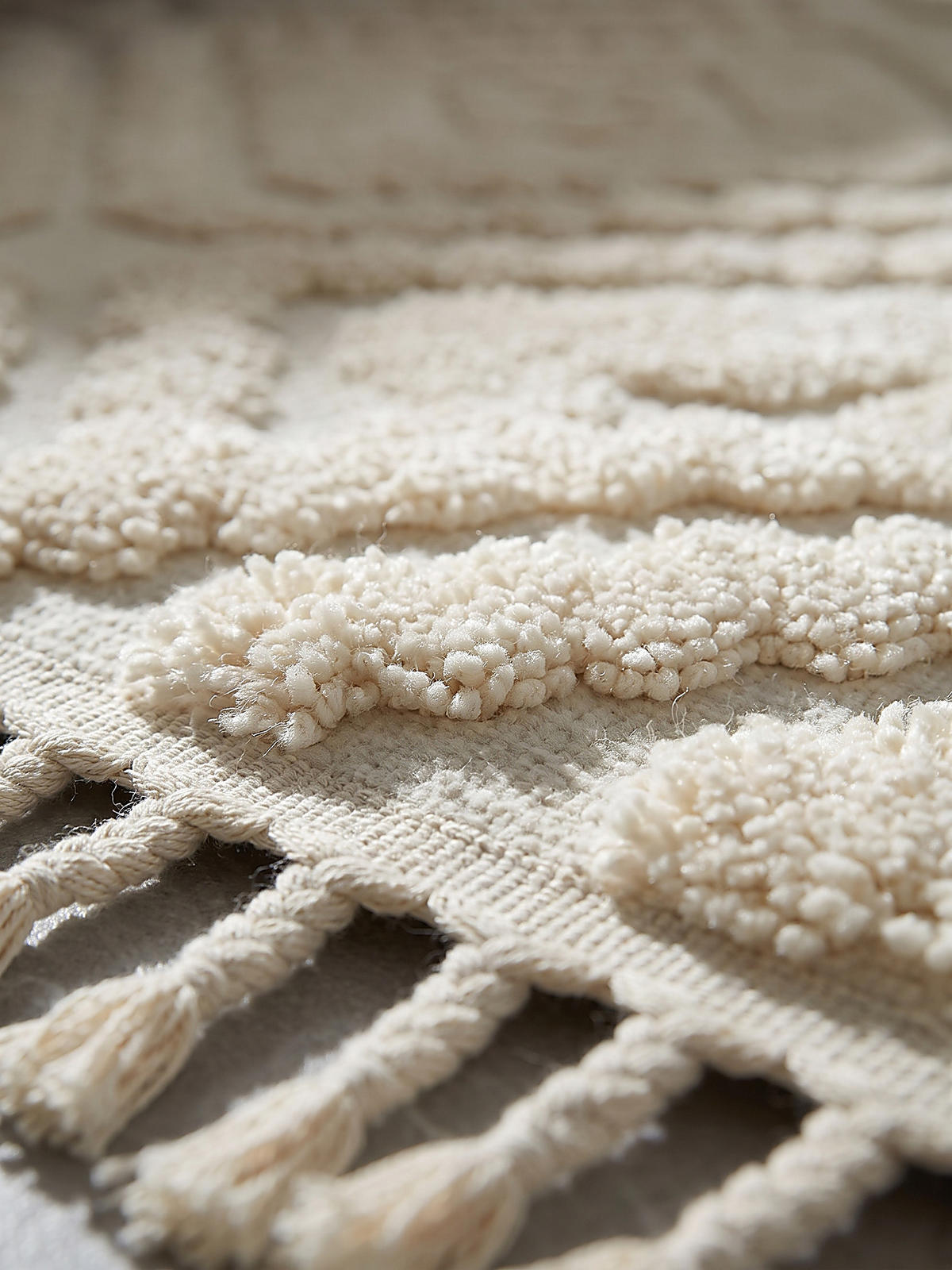 HOCHFLORTEPPICH, mit Fransen, TALLA, Rautenmuster, Creme, 200 x 300 cm - Beige, Textil (200/300cm) - KADIMA DESIGN