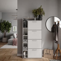 SCHUHKIPPER Orlando Weiß/Beton 80 x 166.1 cm mit 4 Fächern - Weiß/Grau, Holzwerkstoff (80/166.1/24.2cm) - Vicco