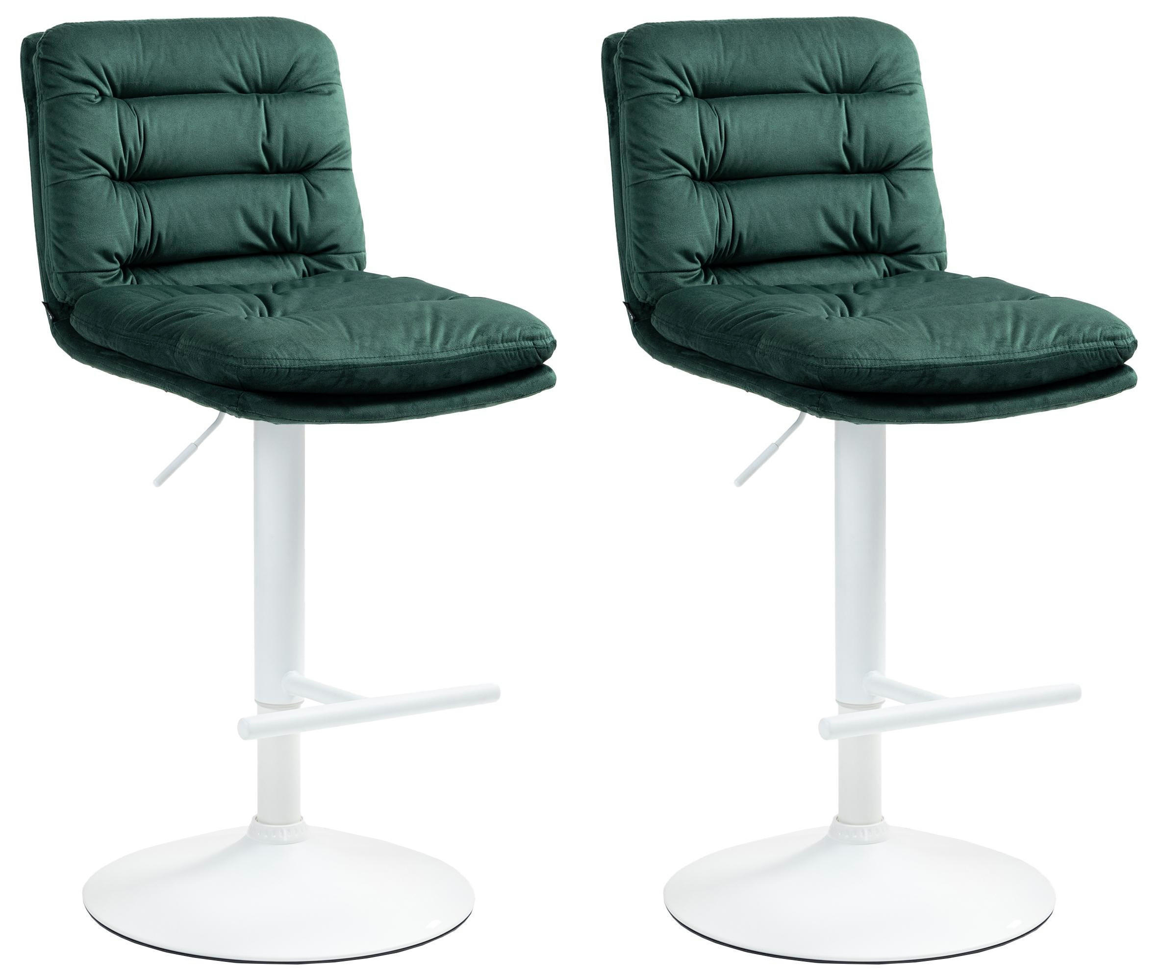 BARHOCKER 2er Set Samt grün - Weiß/Grün, Textil/Metall (42/94/56cm) - CLP