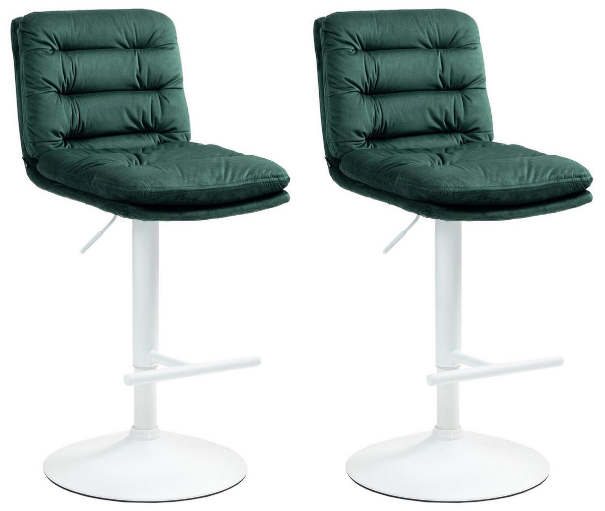 BARHOCKER 2er Set Samt grün - Weiß/Grün, Textil/Metall (42/94/56cm) - CLP