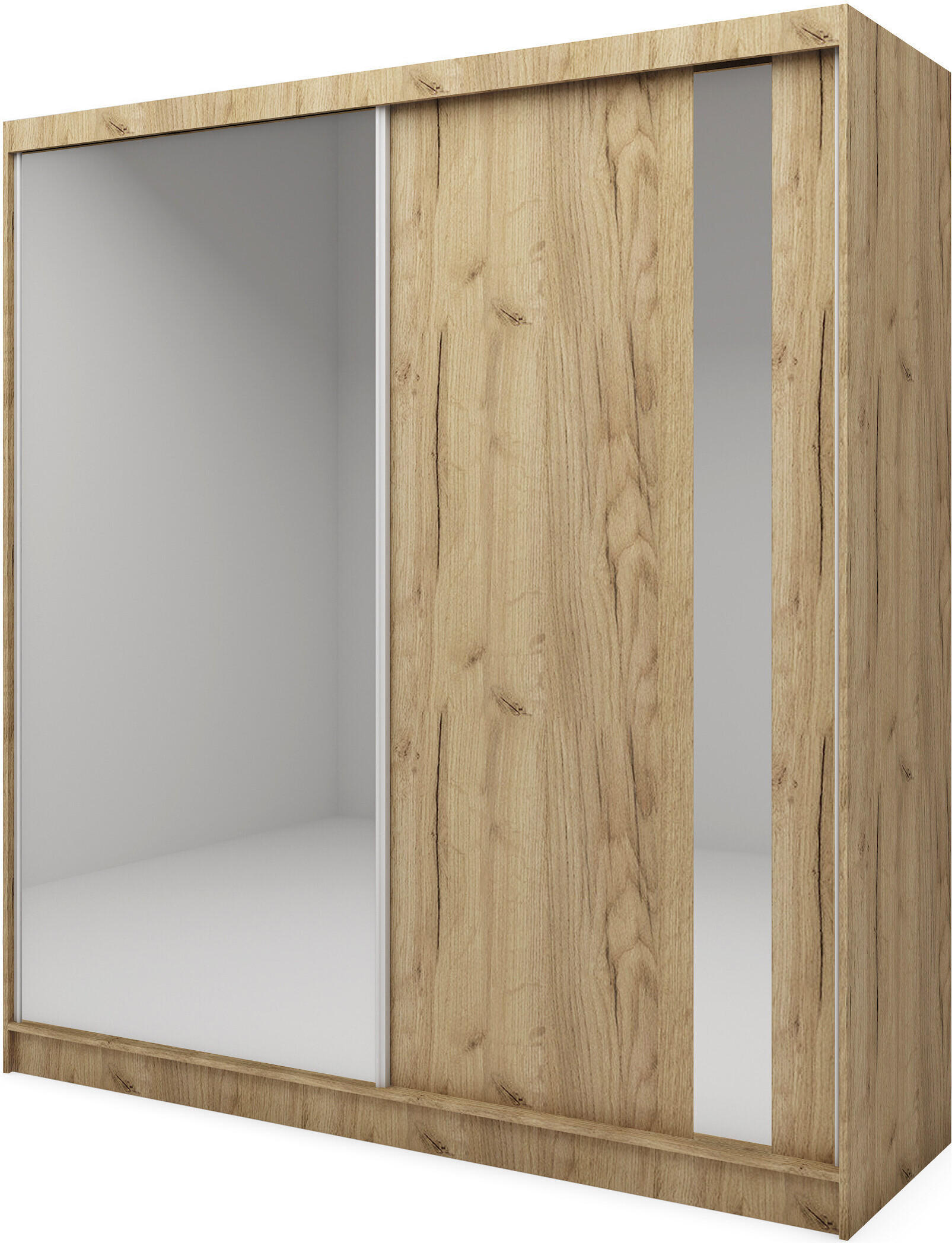 SCHWEBETÜRENSCHRANK Gabo 200 cm mit Spiegel, 2-türig, artisan - Braun, Kunststoff (200/216/61cm) - Margaret Hadas24