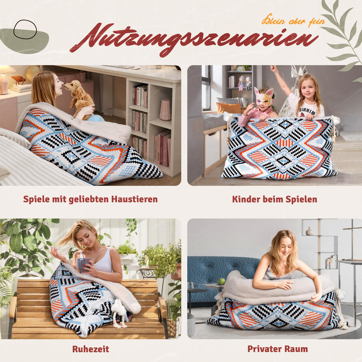 KUSCHELDECKE in Taschenform - Multicolor, Textil (80/130cm) - Vercart