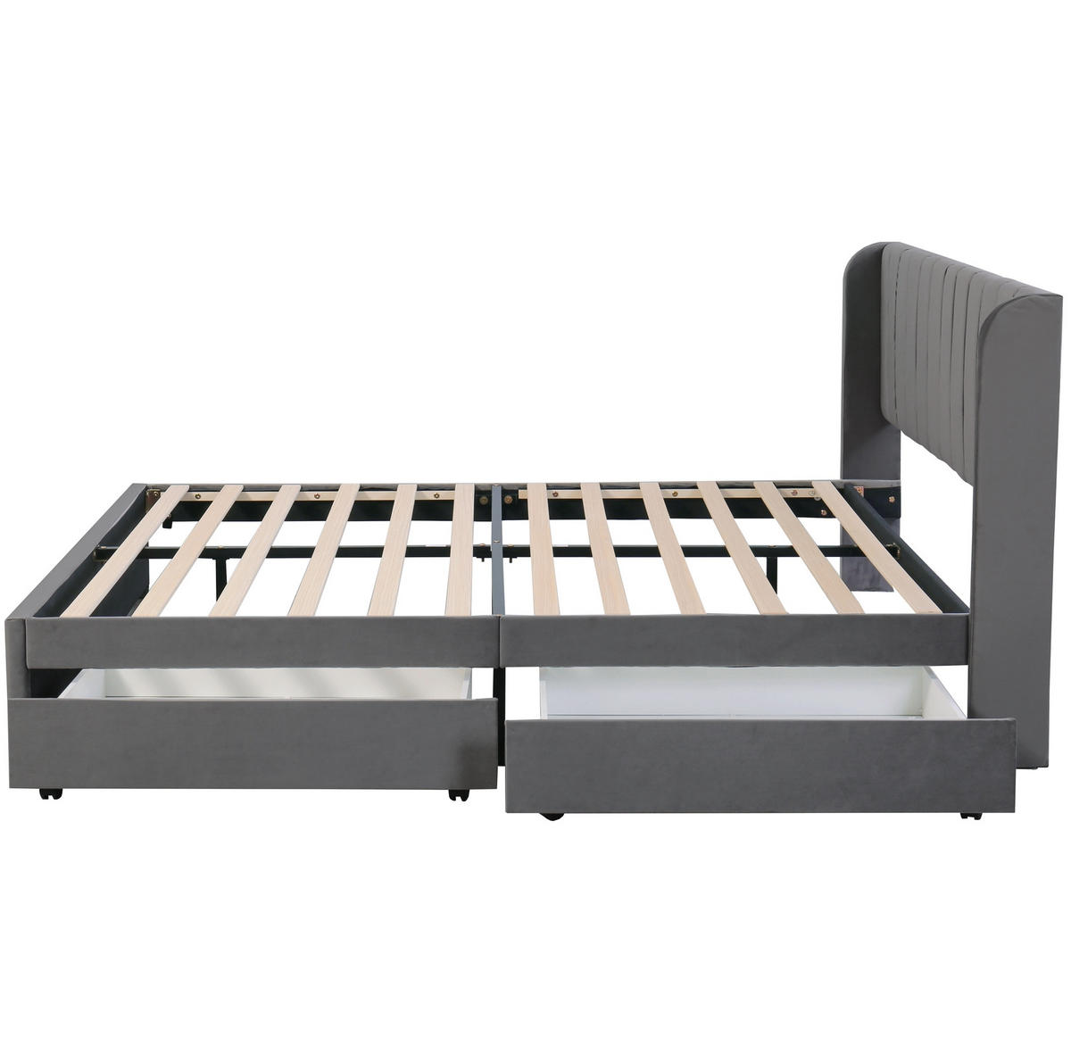 POLSTERBETT mit 2 Schubladen 180x200 cm Samt Grau - Grau, Holz (180/200cm) - Meubliv