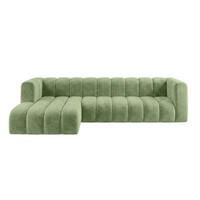 ECKSOFA Modulares In L-Form, Velvet-Stoff Riviera, Olive, Links, GRAND 318 cm - Olivgrün, Holz (318/179cm) - Kaiser Möbel