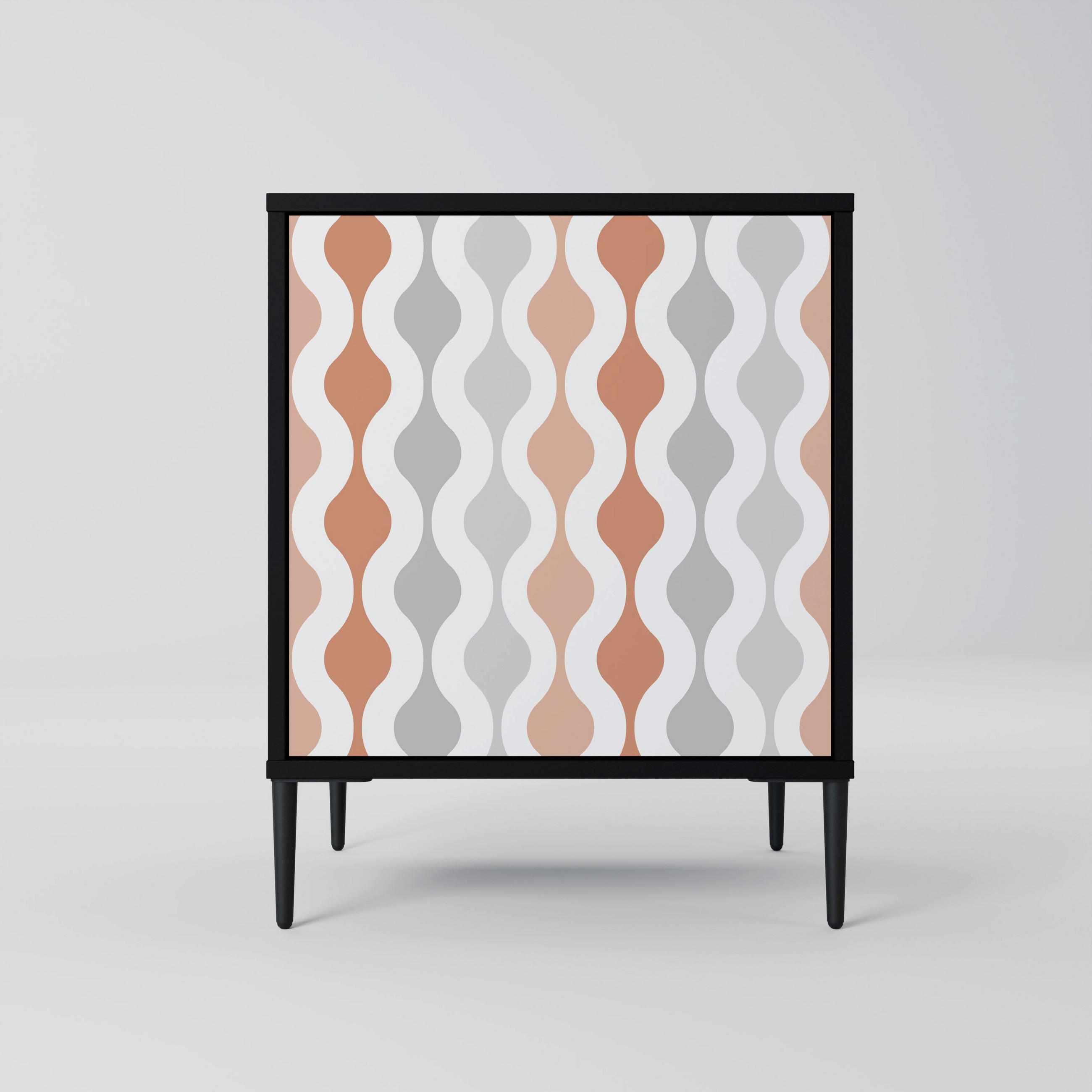 SIDEBOARD HAZY NOSTALGIA, Schwarz, 57,5x42x72,5 cm, Schwarze Metallfüße - Multicolor/Schwarz, Holzwerkstoff/Metall (57.5/72.5/42cm) - SpaceRebels
