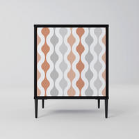 SIDEBOARD HAZY NOSTALGIA, Schwarz, 57,5x42x72,5 cm, Schwarze Metallfüße - Multicolor/Schwarz, Holzwerkstoff/Metall (57.5/72.5/42cm) - SpaceRebels