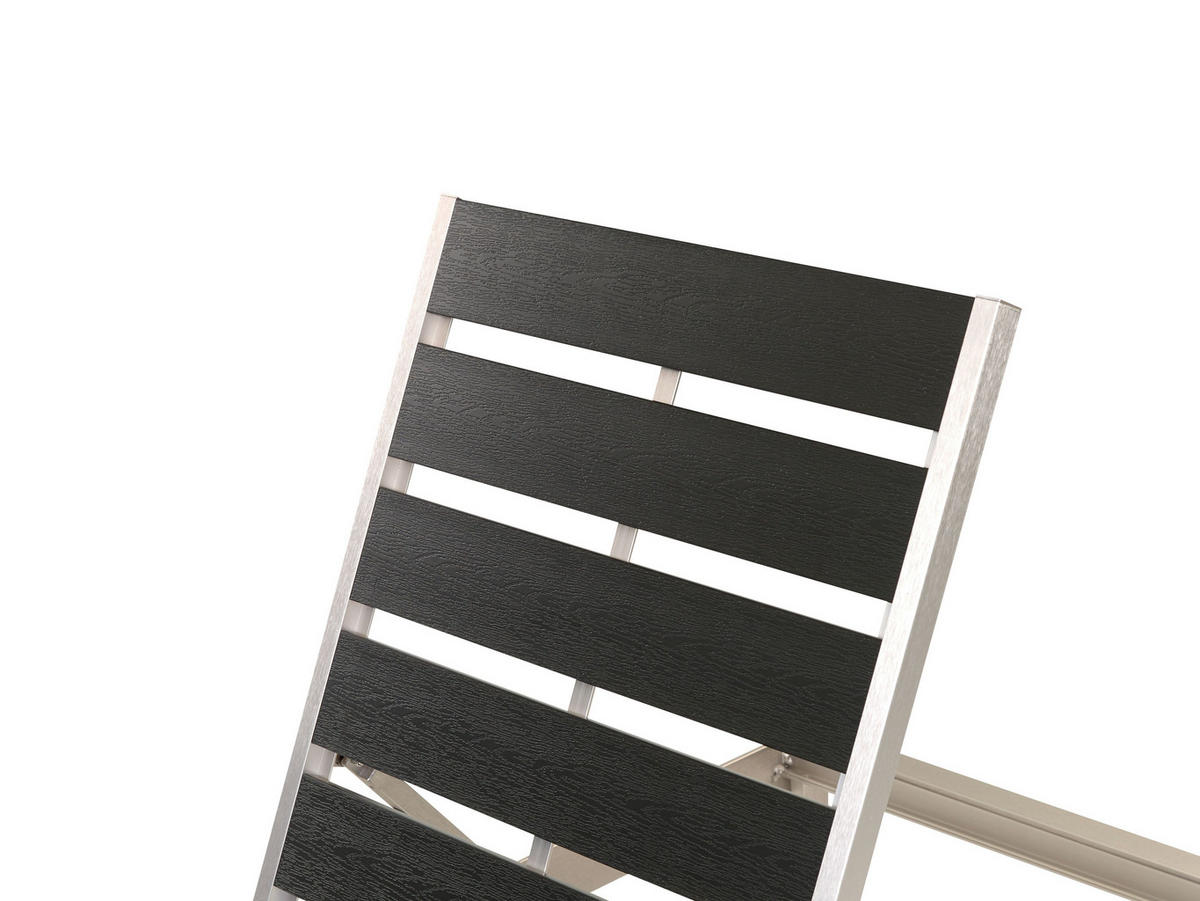 GARTENLIEGE schwarz Nardo - Schwarz, Holzwerkstoff (64/29/198cm) - Beliani