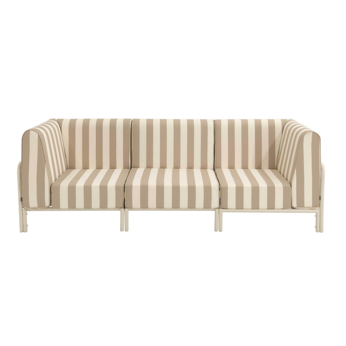 GARTENSOFA mit 3 Sitzplätzen, Beige - Beige, Metall - Oviala