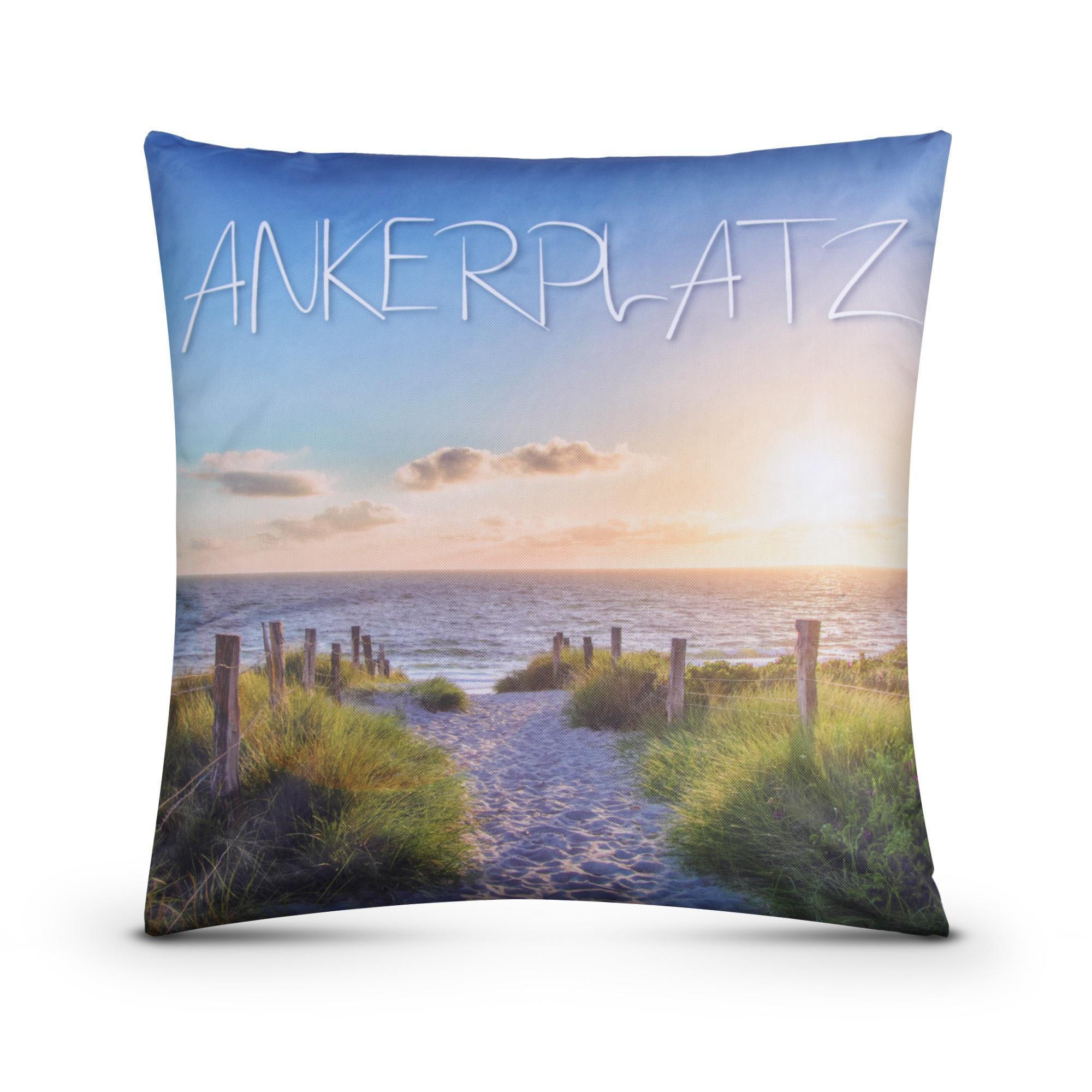 OUTDOORKISSEN 45x45 cm wasserabweisend "Ankerplatz" 1er-Pack - Blau/Grün, Kunststoff (45/45cm)