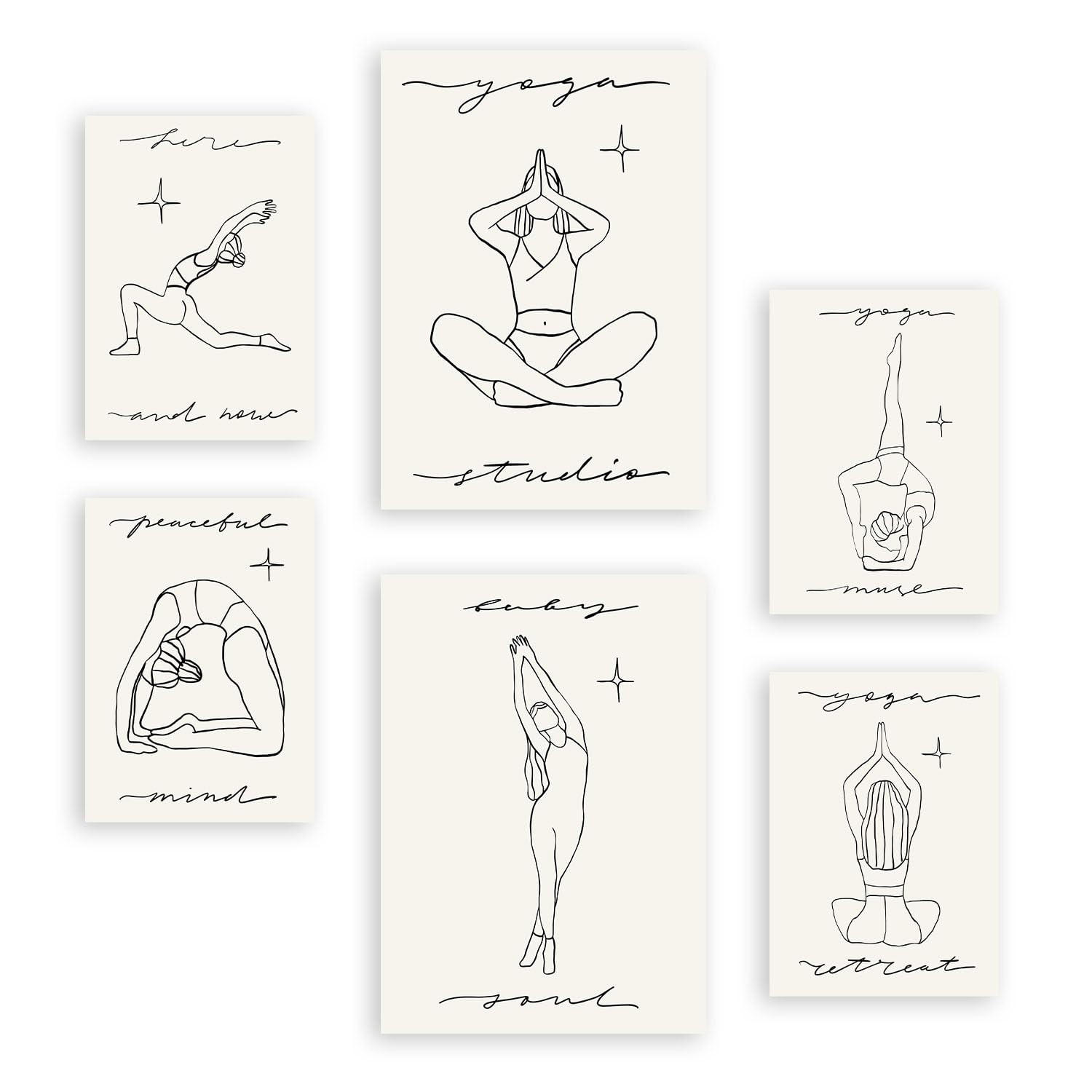 POSTER Set Mit 6 Yoga Musen 1 A3 & A4 Rahmenlos - Klar, Papier (29/3/42cm) - Nacnic