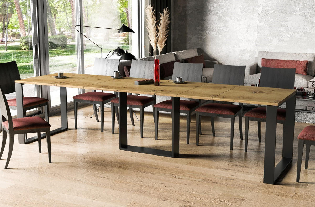 ESSTISCH Borys ausziehbar bis 330 cm - Eiche Artisan, Holzwerkstoff (130/80/76cm) - Endo-Moebel