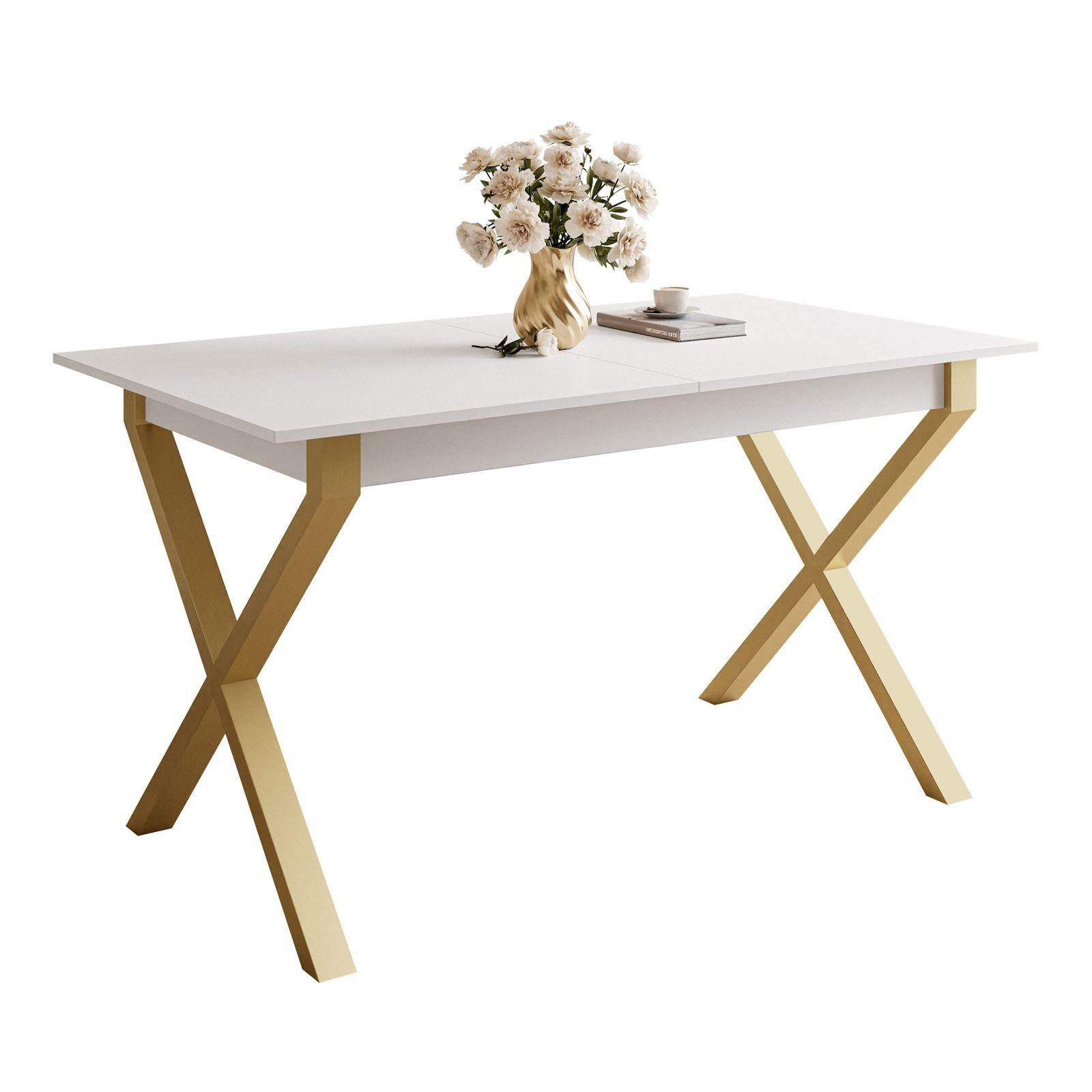 ESSTISCH ARTON GOLD II 140-195 cm für 6-8 Personen - Goldfarben/Multicolor, Holzwerkstoff/Metall (140/80/77cm) - Lookway