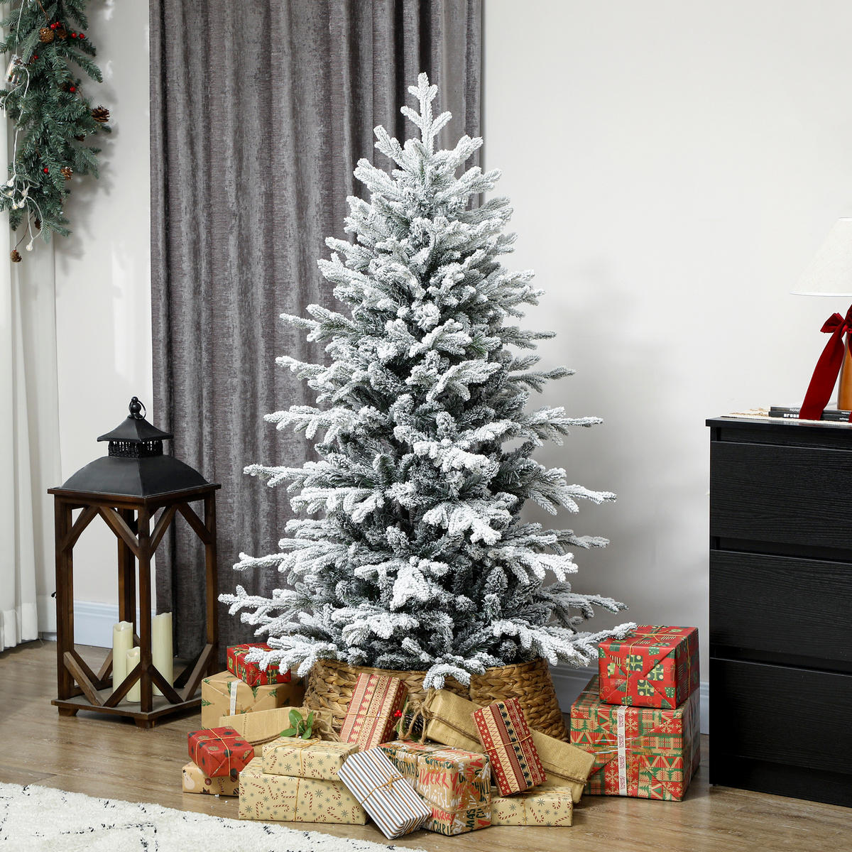 WEIHNACHTSBAUM DE-41555 Schnee, 150 cm, 1162 Zweige - Weiß/Grün, Kunststoff (150cm) - ComfortXL