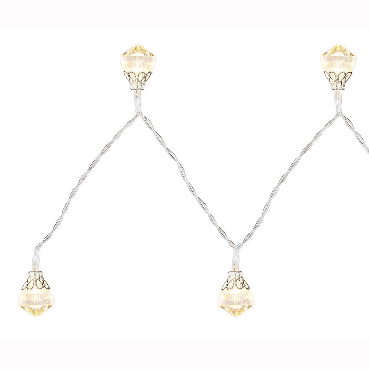 LED Dekoleuchte Lichterkette Silber Kristall Design - Silberfarben, Kunststoff (120/2.2/2.7cm) - Globo Lighting