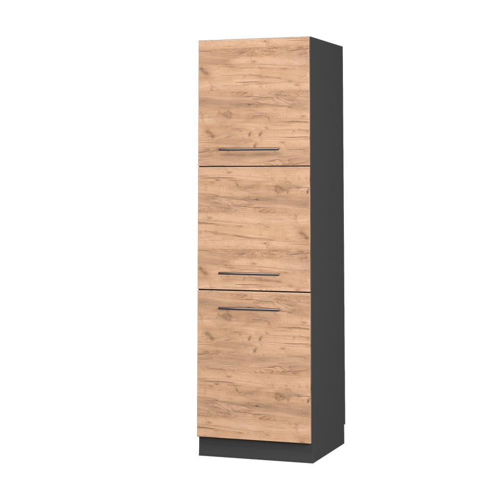 HERDUMBAUSCHRANK Fame-Line Goldkraft Eiche 60 cm - Anthrazit/Eiche Wotan, Holzwerkstoff (60/206.8/58cm) - Vicco