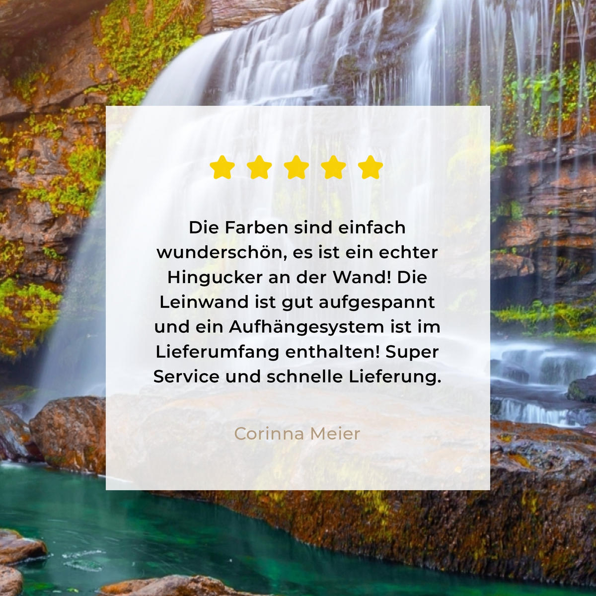 LEINWANDBILD Natur - Wasserfall - Pflanzen - Bäume - Sonne 30x40 cm - Olivgrün, Textil (30/40cm) - MuchoWow