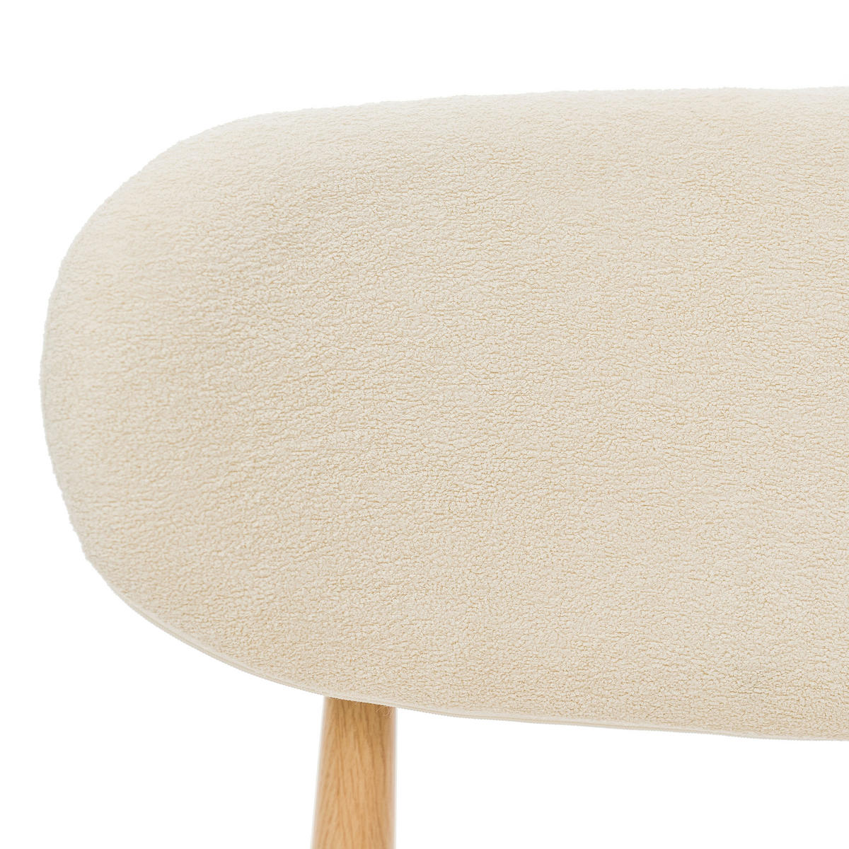 STUHL ALMO gepolstert Beine in Holzoptik - creme - Boucle - Eichefarben/Creme, Textil/Metall (47/77/54cm) - NEW HOME