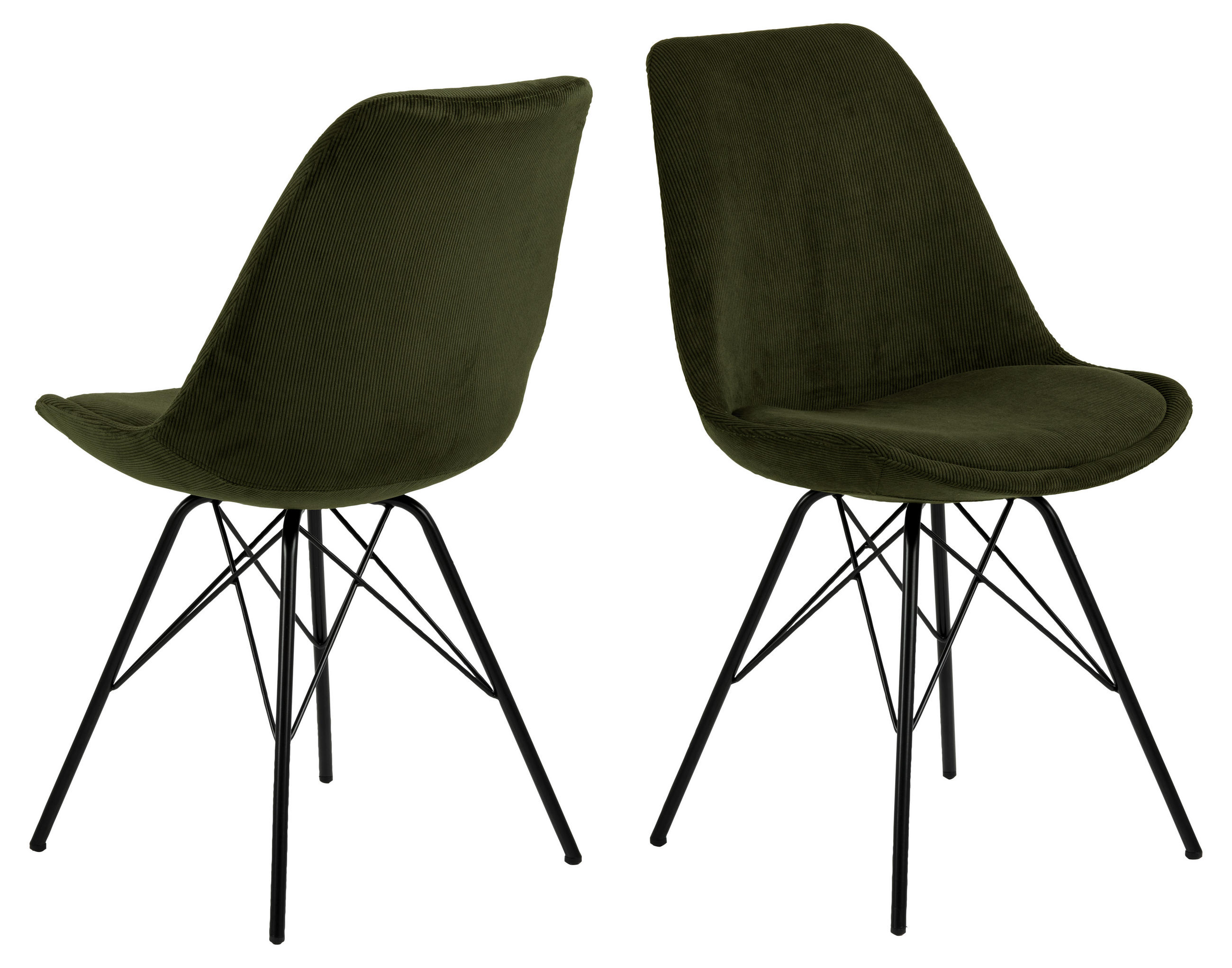 STUHL 2er-Set Samt olivgrün - Grau, Holzwerkstoff (49/86/54cm) - ebuy24