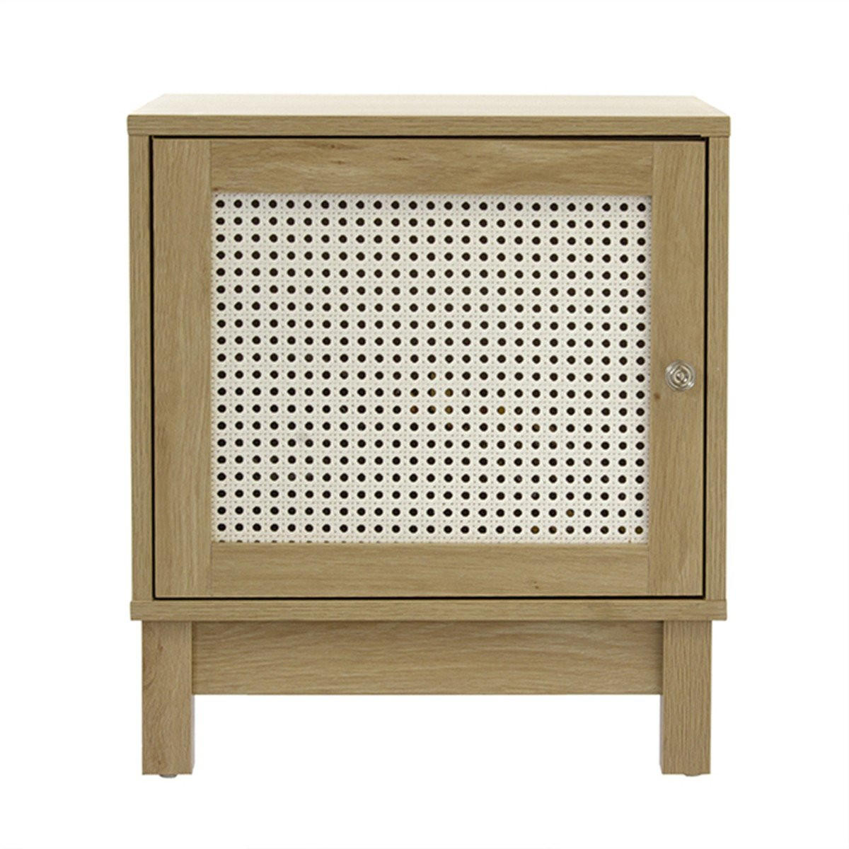 NACHTTISCH mit 1 Tür Rattanimitat - Apfelbaumfarben, Holzwerkstoff (35/50/45cm) - Calicosy