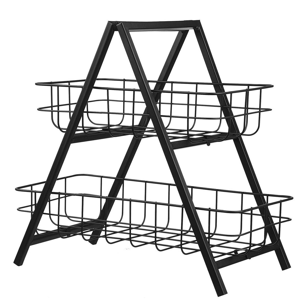 ETAGERE (2er Set) Grid - Schwarz, Metall (20/33cm) - Butlers