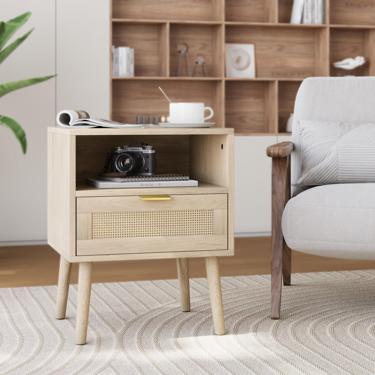 NACHTTISCH 45/40/55 cm eiche aus MDF und Spanplatte mit Schublade - Braun, Holzwerkstoff (40/55/45cm) - OKWISH