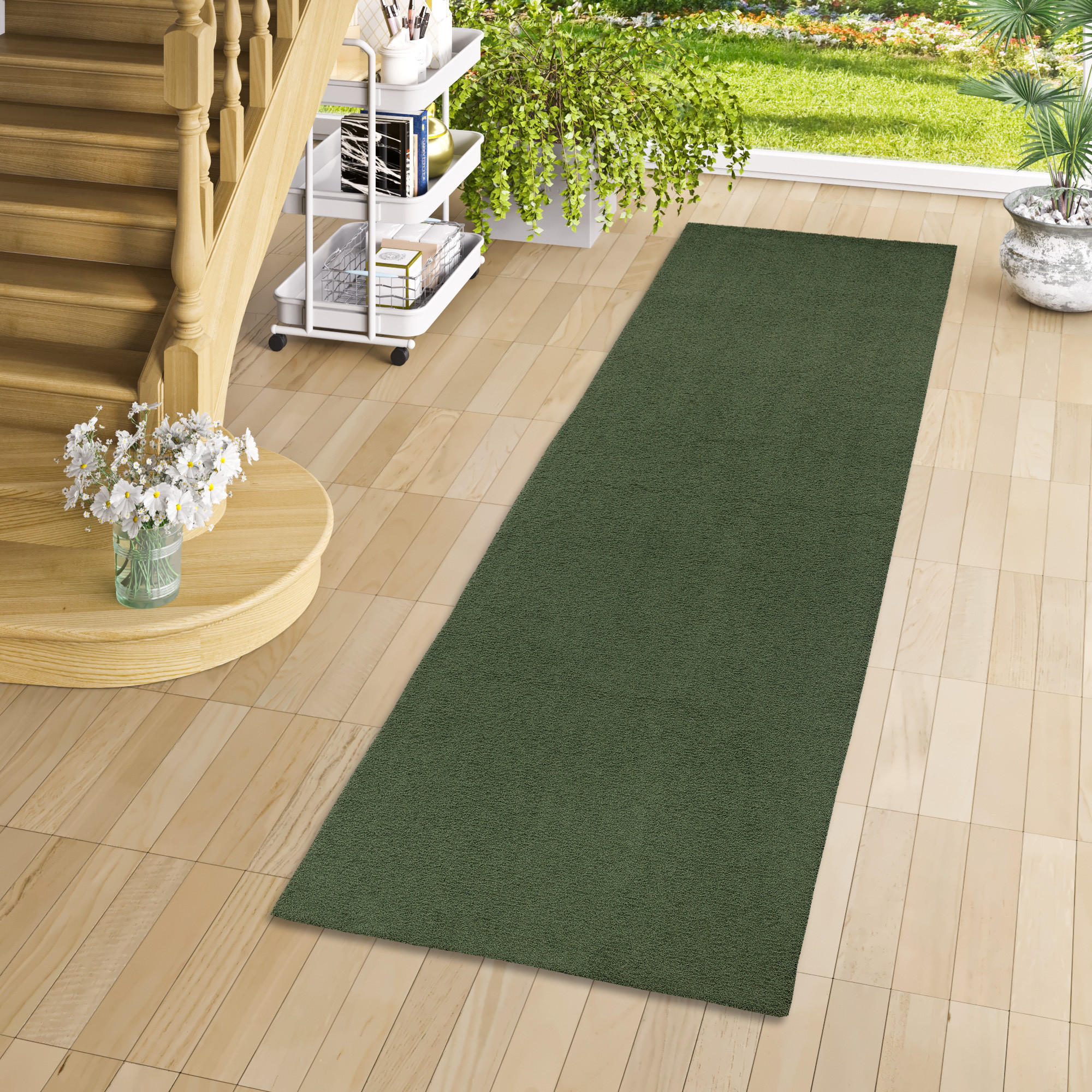 LUXUS LÄUFER HOCHFLOR SHAGGY TEPPICH VELVET - Grün, Textil (80/160cm) - Snapstyle