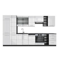 KÜCHENZEILE Fame-Line Weiß Hochglanz/Anthrazit 355 cm, AP Anthrazit - Weiß Hochglanz/Anthrazit, Holzwerkstoff (355/81.6/60cm) - Vicco