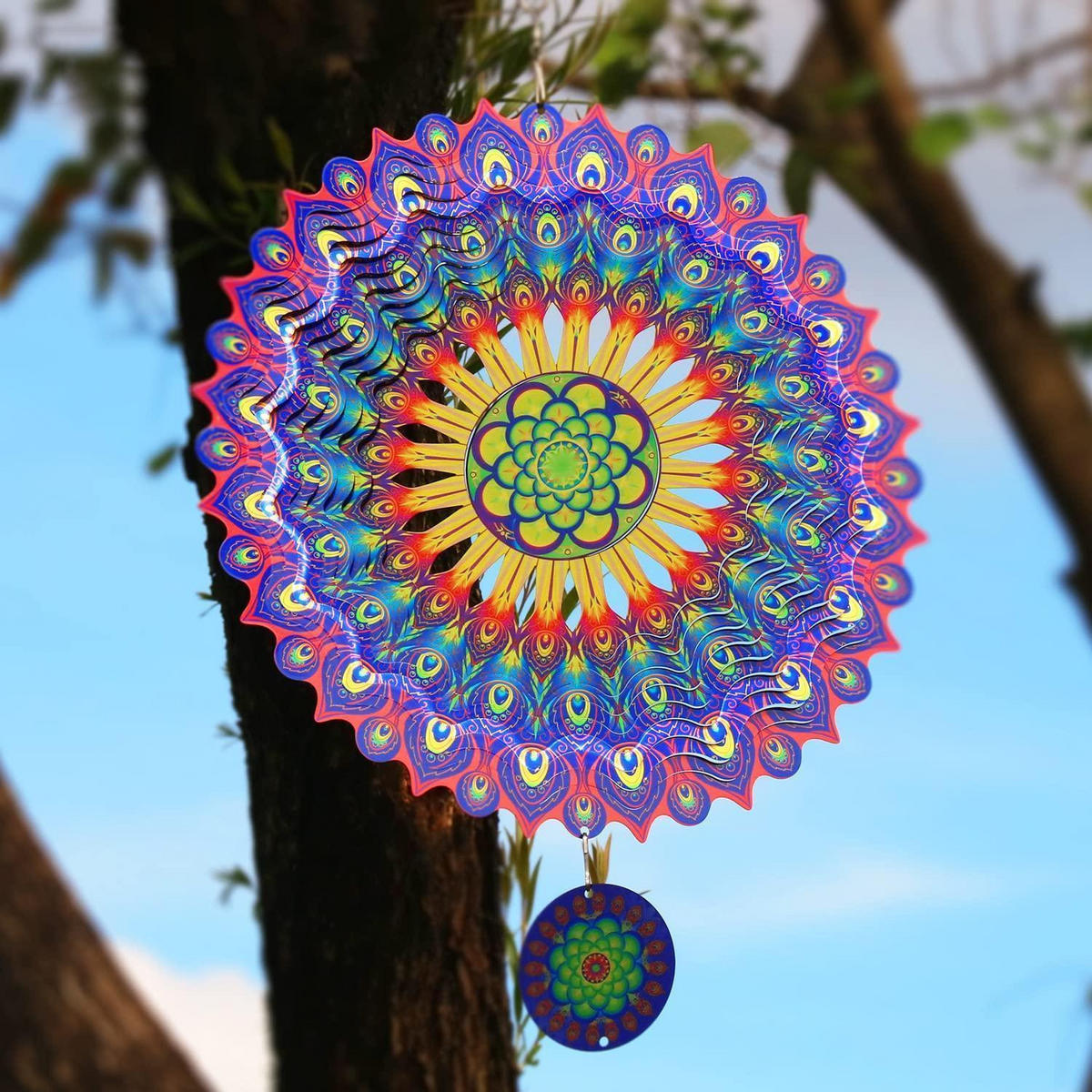 WINDSPIEL 3D Mandala Edelstahl 30 cm Lila - Multicolor, Metall (30.5/30.5/30.5cm)