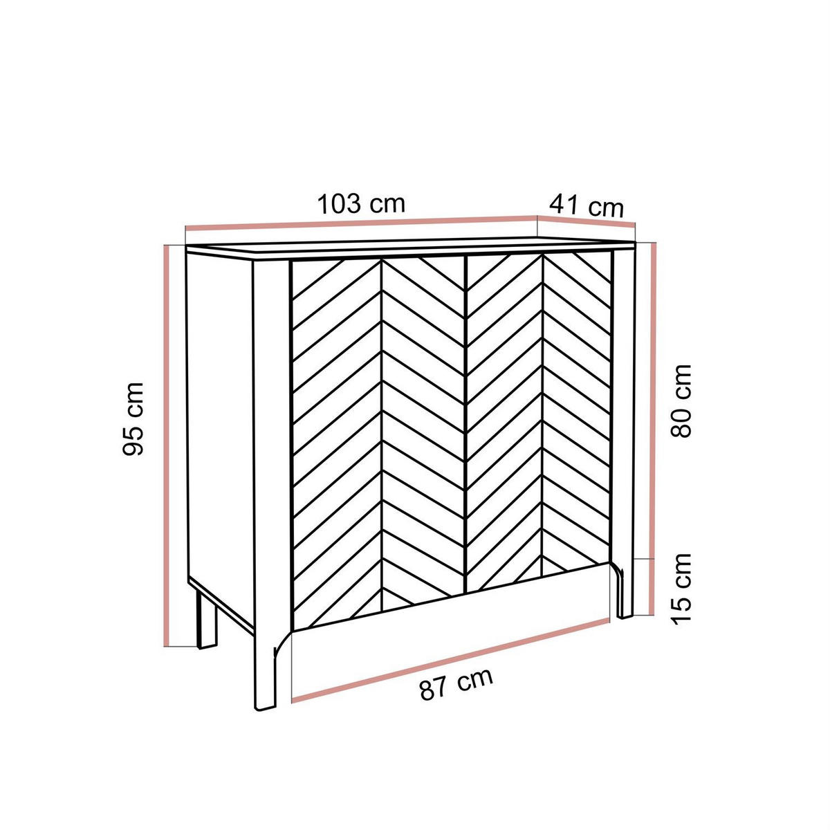 ZWEITÜRIGE Highboard LUMI 103 cm, Kaschmir - Kaschmir, Holzwerkstoff (103/95/41cm) - Lookway
