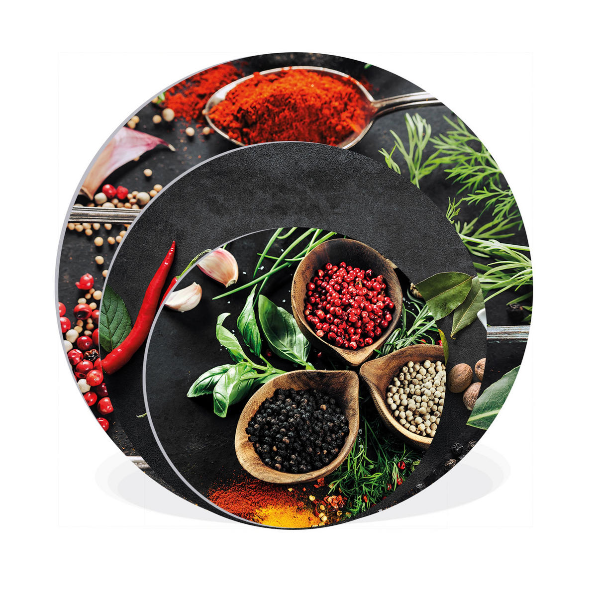 BILDERSET 3er-Set rund 55/40/25 cm Küche - Gelb, Kunststoff (55/55cm) - artissimo