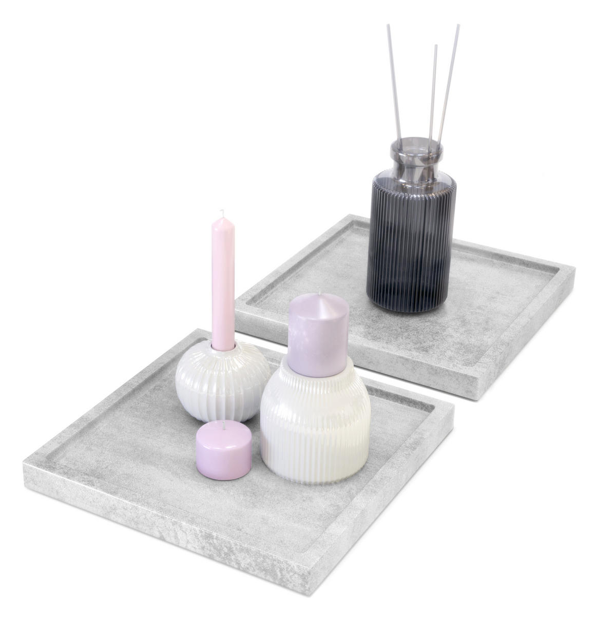 DEKOSCHALE Maya Beton Oxid Optik 2er Set - Hellgrau, Holzwerkstoff (1.8cm) - Vladon