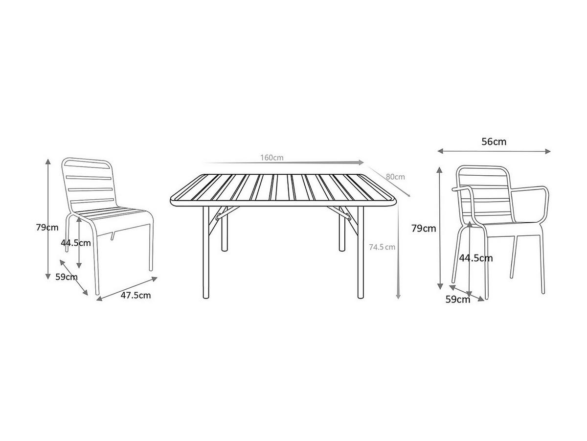 GARTENESSGRUPPE im Set - -Sitzer - Metall - Mandelgrün - - Grün, Metall - Vente-Unique