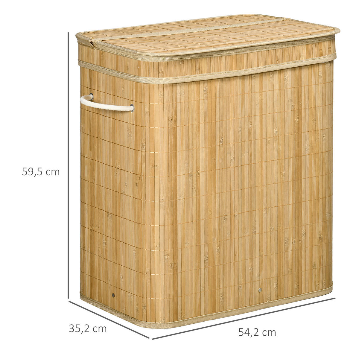 WÄSCHEKORB mit Deckel 90 L, Natur - Naturfarben, Naturmaterialien (54.2/59.5/35.2cm) - HOMCOM