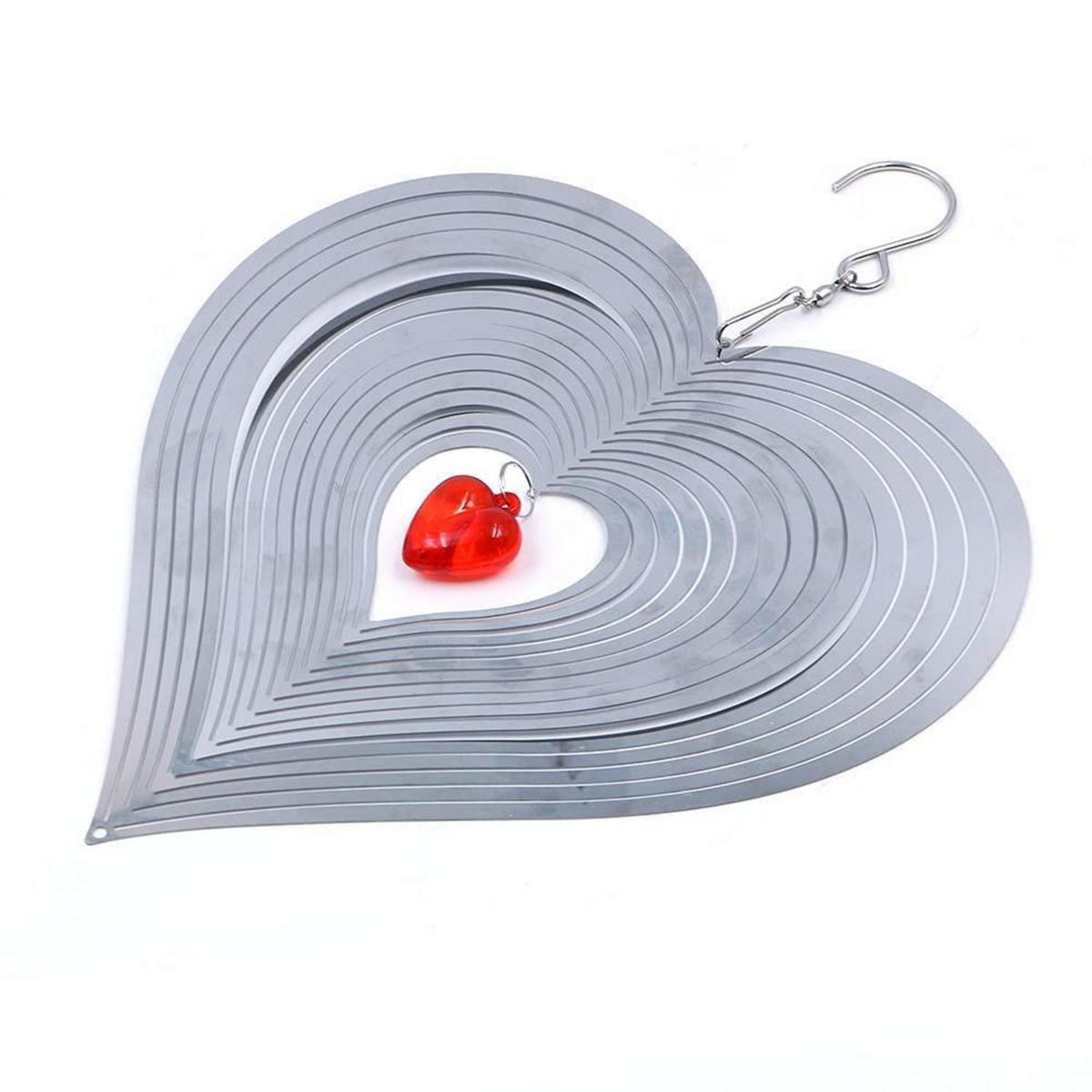 WINDSPIEL Herz Edelstahl 3D-Effekt Nordisch - Multicolor, Metall (26.5/26.5/26.5cm)