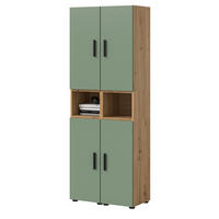 STAURAUMSCHRANK grün, Eiche Artisan 65 x 178 cm, Mehrzweckschrank mit viel Stauraum - Schwarz/Eiche Artisan, Holzwerkstoff/Kunststoff (65/178/34cm) - Inn.Furn